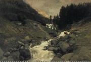 Charles-Francois Daubigny De waterval van de Mahoura, Cauterets. oil